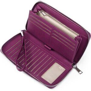 New Womens Wallet RFID Blocking Leather Zip Around Wallet Large Capacity
